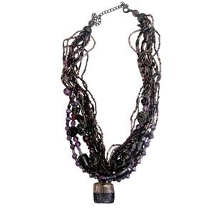 Vintage multi-strand purple beaded statement piece, Y2K bohemian